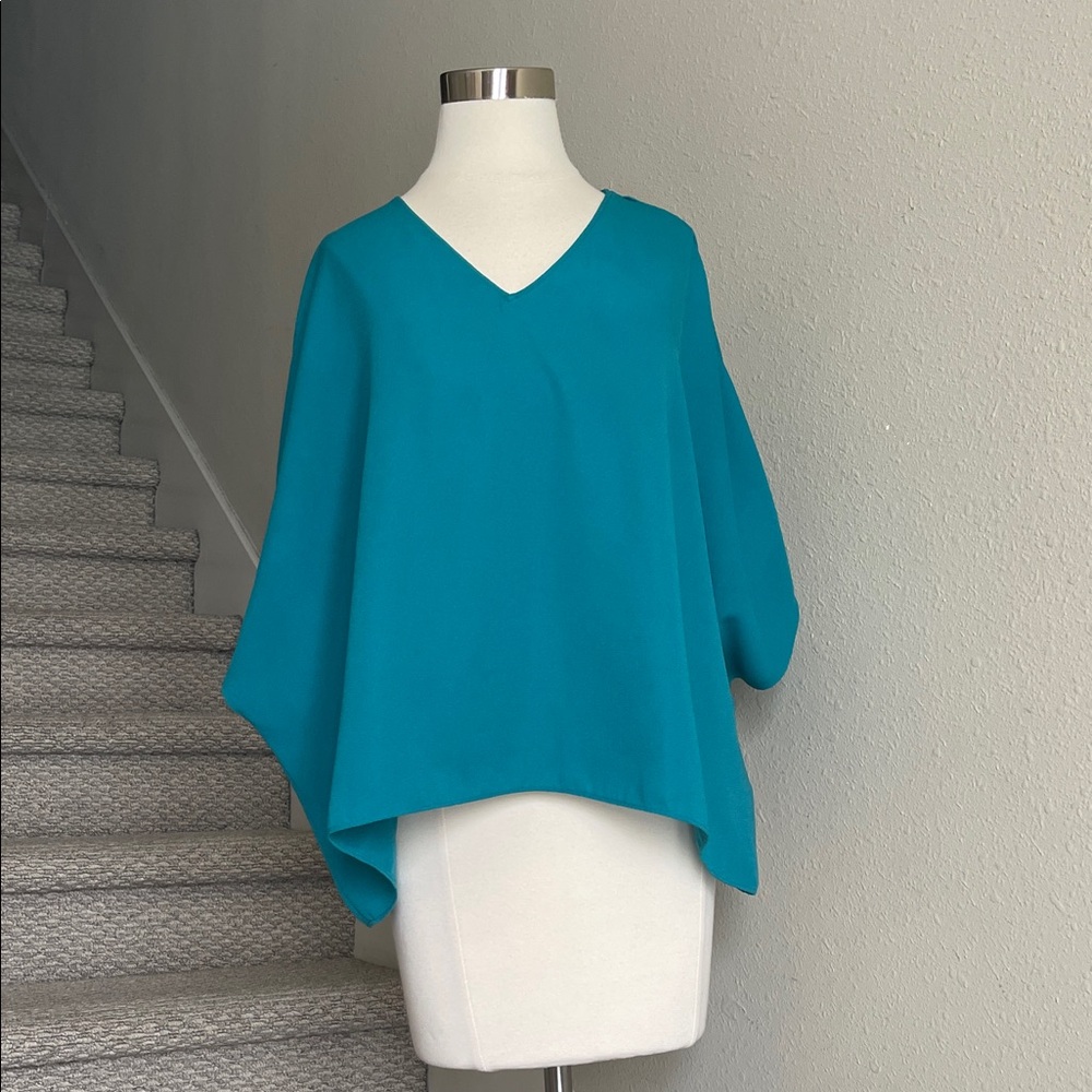 Babaton Sz L Green-Blue Boxy Top